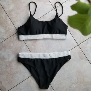 Black and glitter band bikini